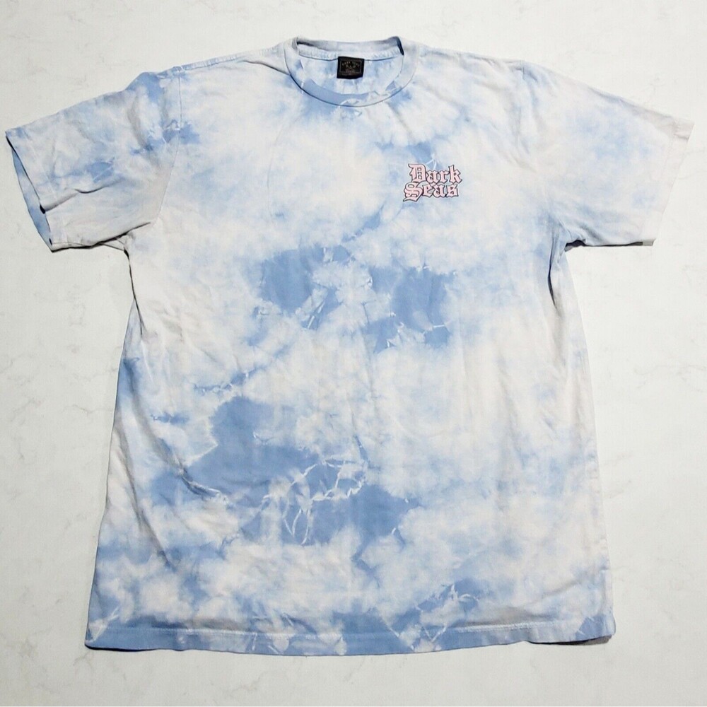 Dark Seas Tie Dye Blue White Death Wave Graphic T Shirt Medium EUC NO STAINS - Picture 2 of 8